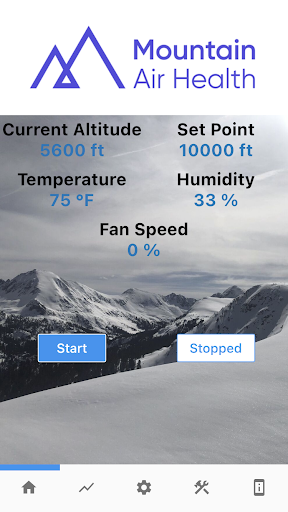 Home Page of Altitude Tent App